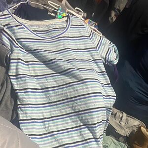 Talbots Blue and White Striped Kids Tee